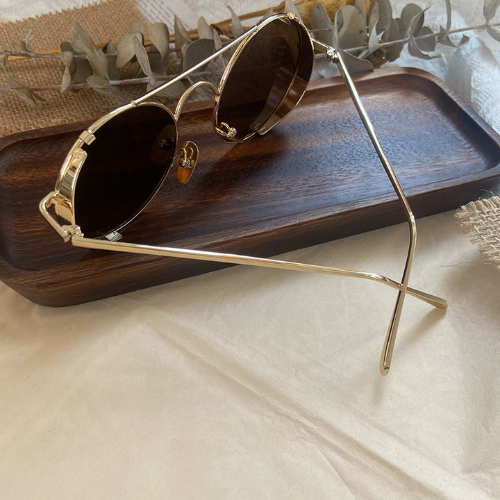 Modische Runde Sonnenbrille mit Feinem Metallrahmen Karnz