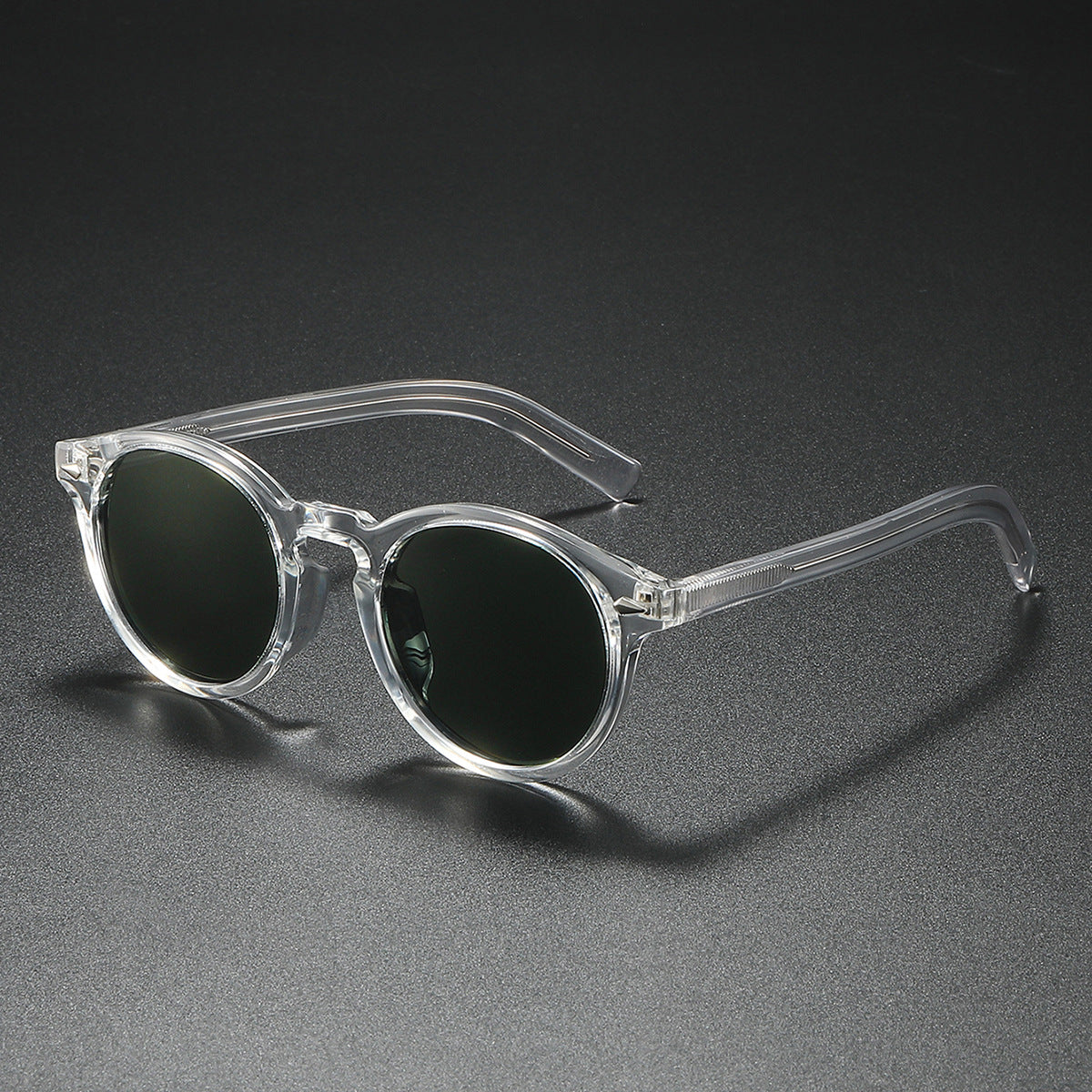 Damen Rund-Sonnenbrille mit transparentem Rahmen und reflektierenden Gläsern Karnz