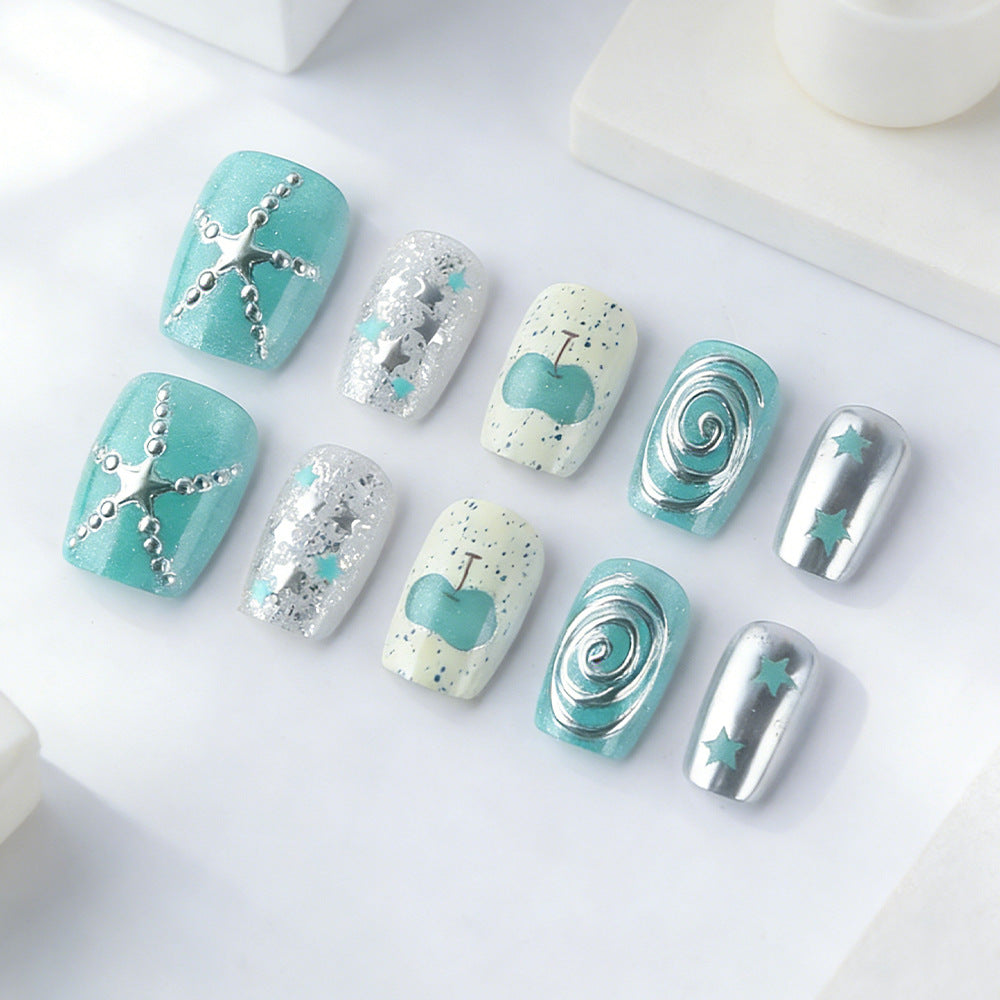 Ozean-inspiriertes Press-On Nagel Set Karnz