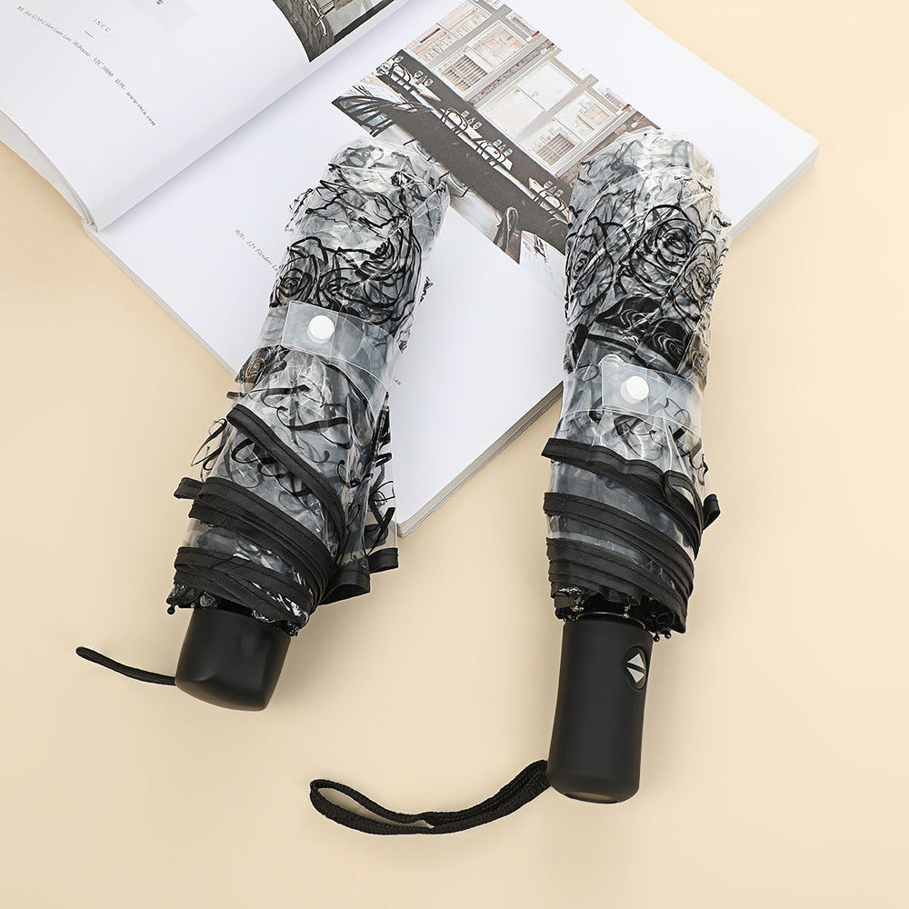 Damen eleganter durchsichtiger Regenschirm mit romantischem Design Karnz