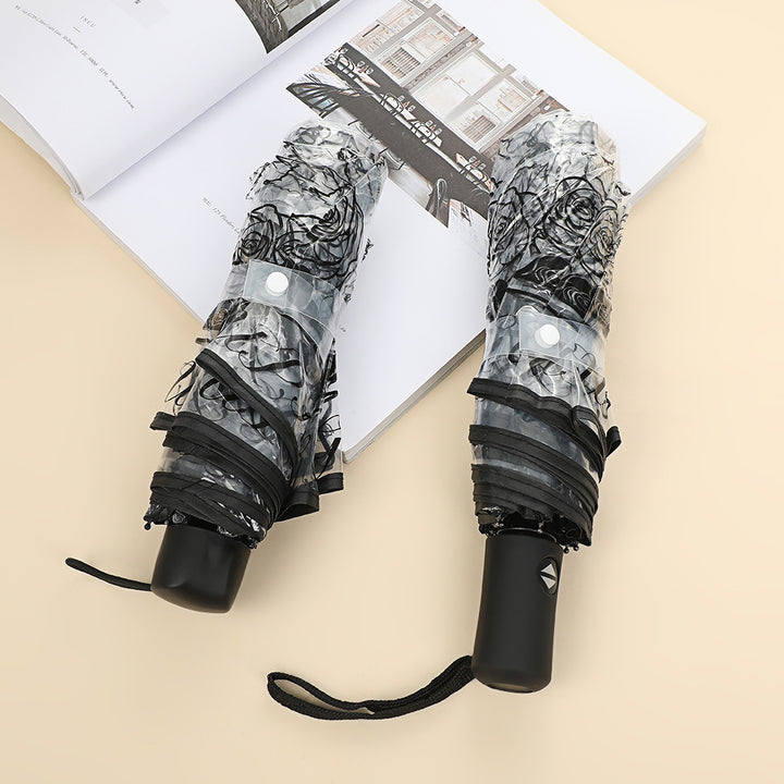 Damen eleganter durchsichtiger Regenschirm mit romantischem Design Karnz
