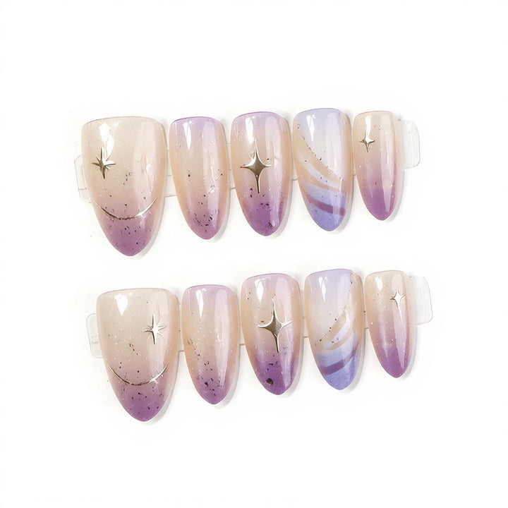 Künstlerisches Ombre Press-On Nagelset Karnz