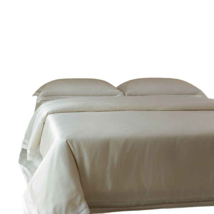 Minimalist Baumwollsatin Bettbezugset mit Mikro-Karo-Rand
