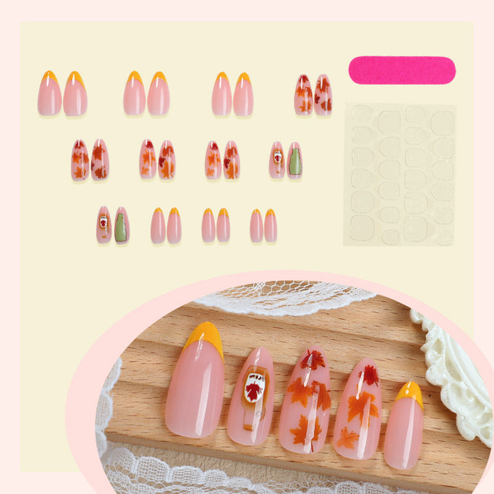 Herbst-inspiriertes Press-On Nagelkunstset Karnz