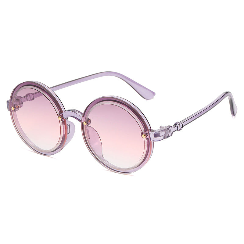 Damen Runde Sonnenbrille mit transparentem Rahmen Karnz