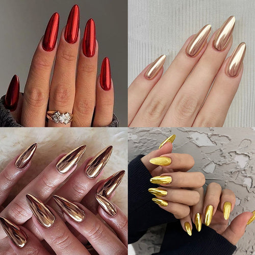 Elegantes Spiegel-Finish Press-On Nail Set Karnz