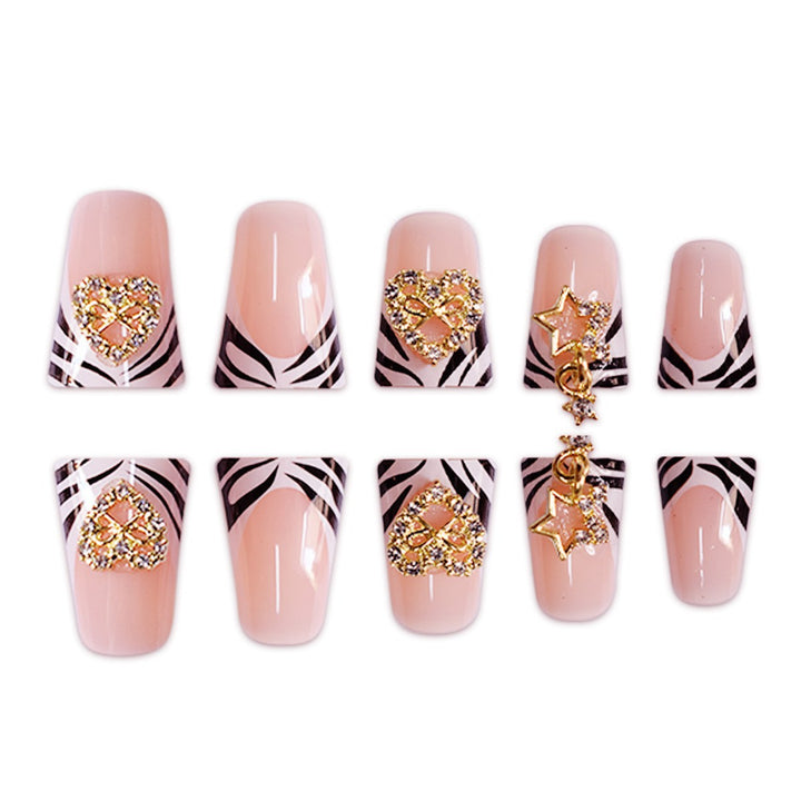 Glamouröses Tierdruck Press-On Nagelset Karnz