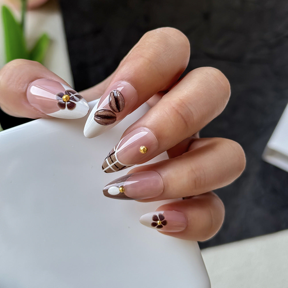 Elegantes florales Design Druck-On-Nagelkunst-Set Karnz