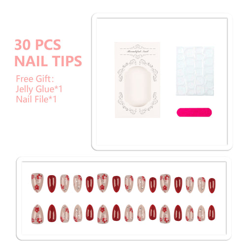 Floral Accent Press-On Nail Tips Set
