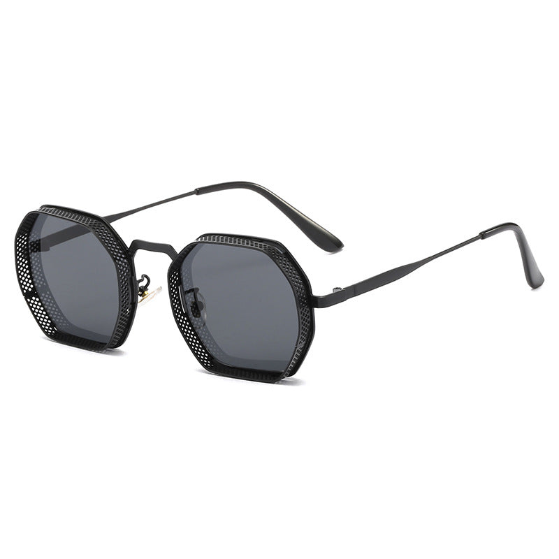 Damen Sonnenbrille mit einzigartigem oktagonalem Metallrahmen Karnz