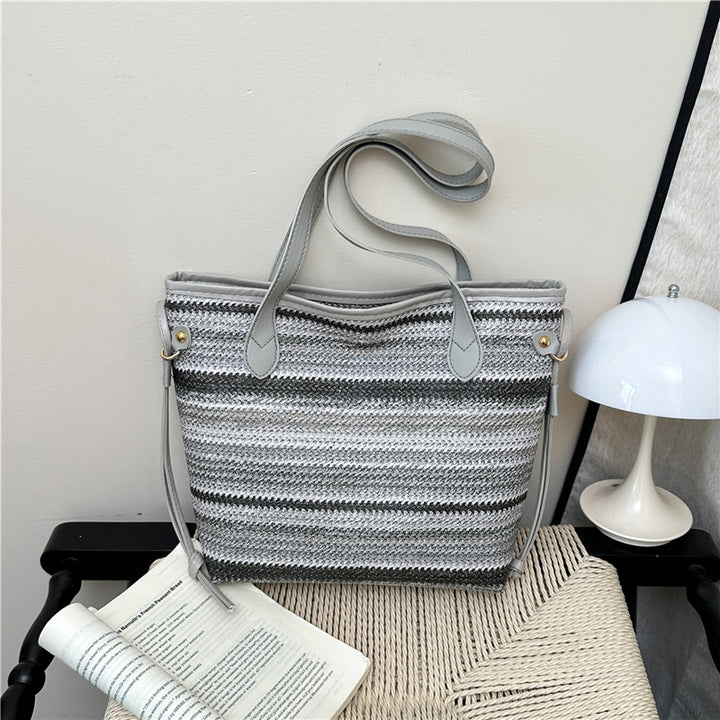 Gestreifte Woven Tote Bag