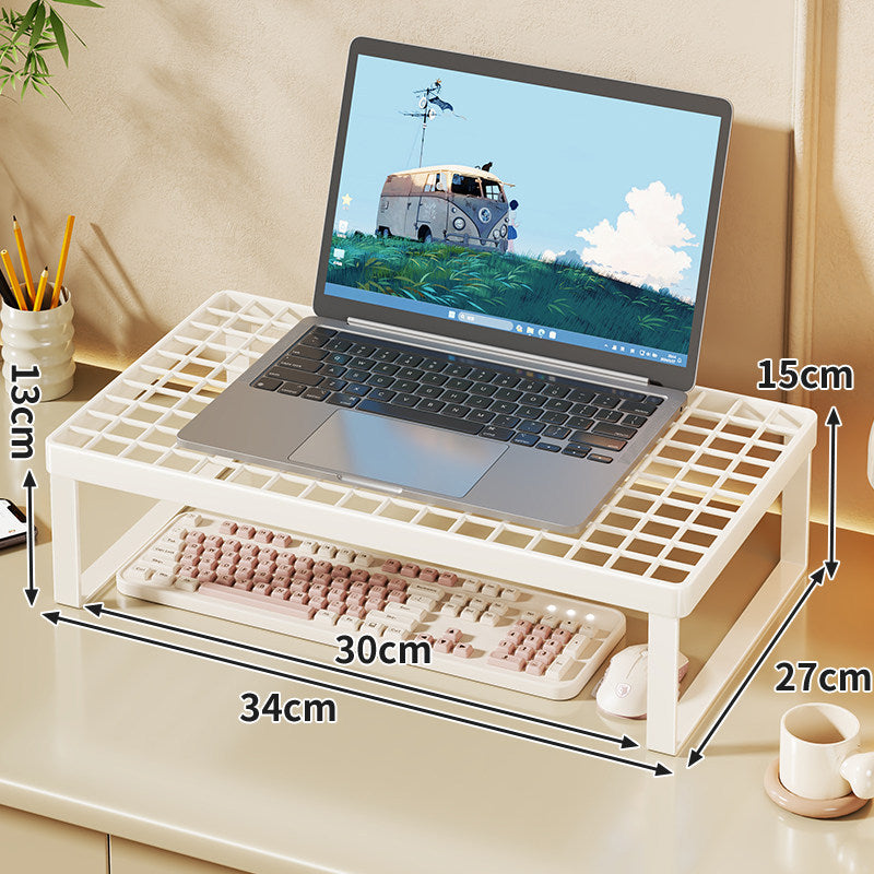 Erhöhter Mesh Laptop-Ständer mit Stauraum unter der Tastatur