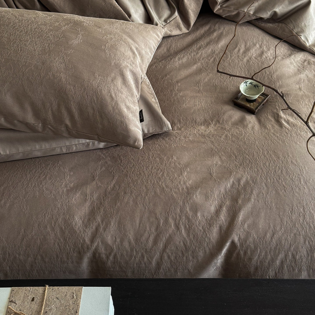 Luxus Jacquard Baumwolle Bettbezugset mit Satin Kissenbezügen