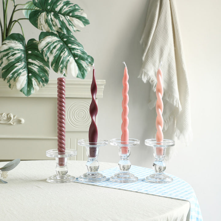 Skulpturales Ribbon-Twist Taper Kerzen Set