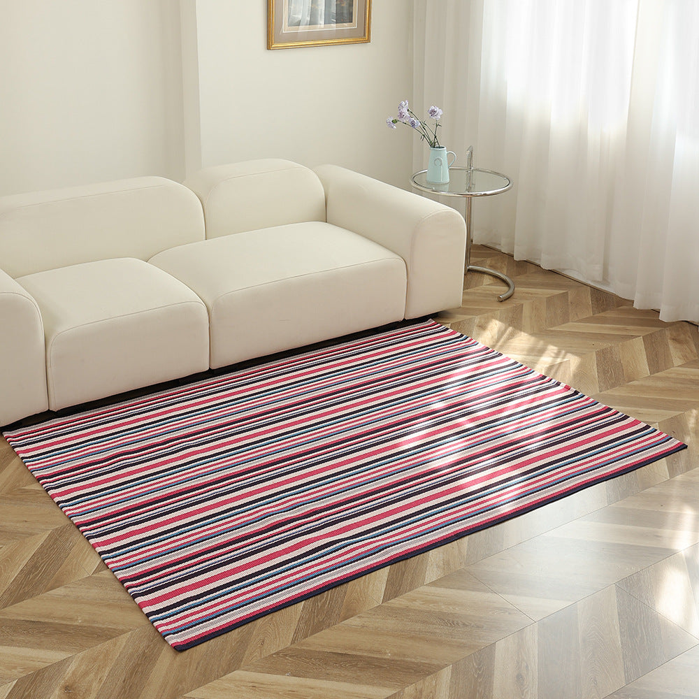 Gestreifter Flachgewebe-Teppich für Wohnzimmer mit niedrigem Flor und modernem Streifenmuster Karnz