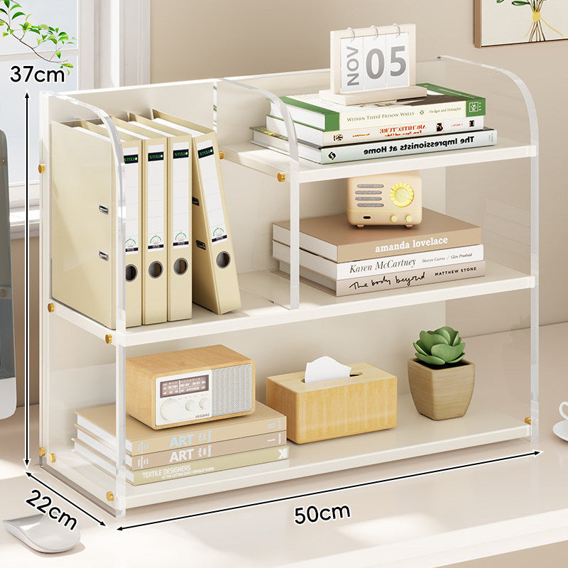 Gekrümmtes Acrylpanel Dual-Compartment Schreibtisch Buch- und Dokumentenorganisator