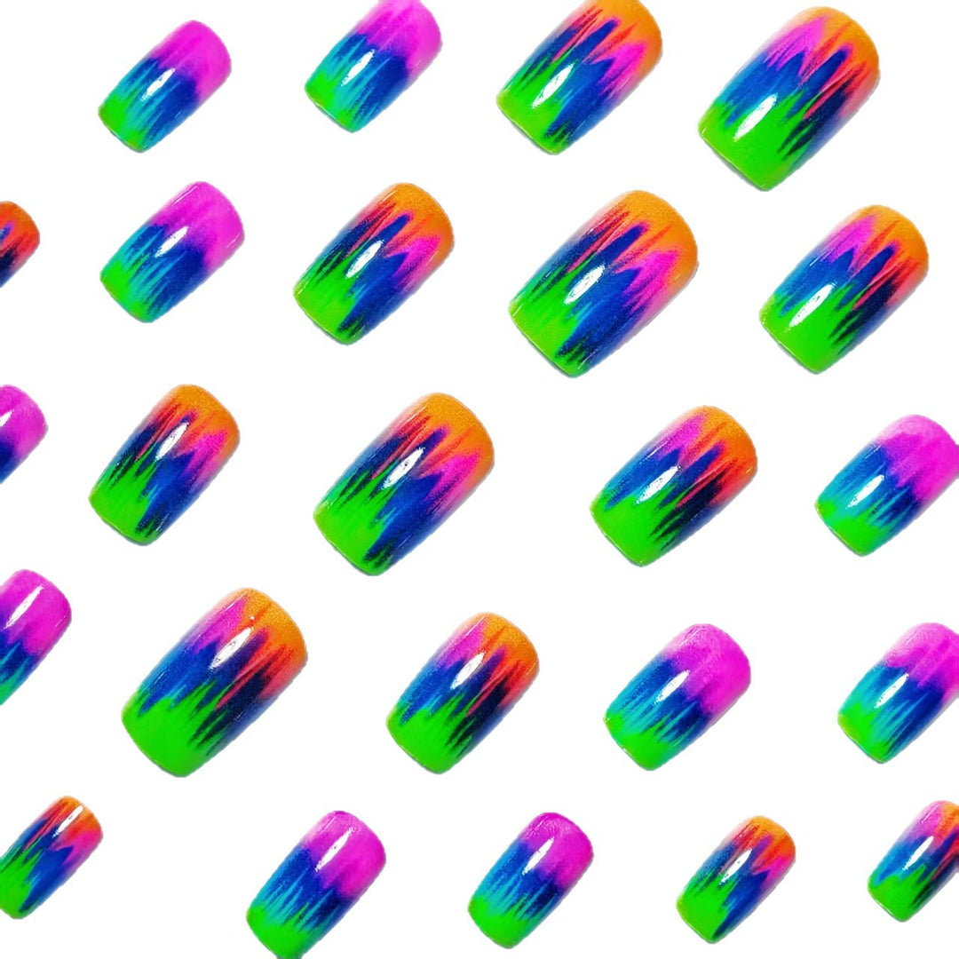 Kreative Kunstnägel Im Modernen Neon-Gradient-Design Karnz