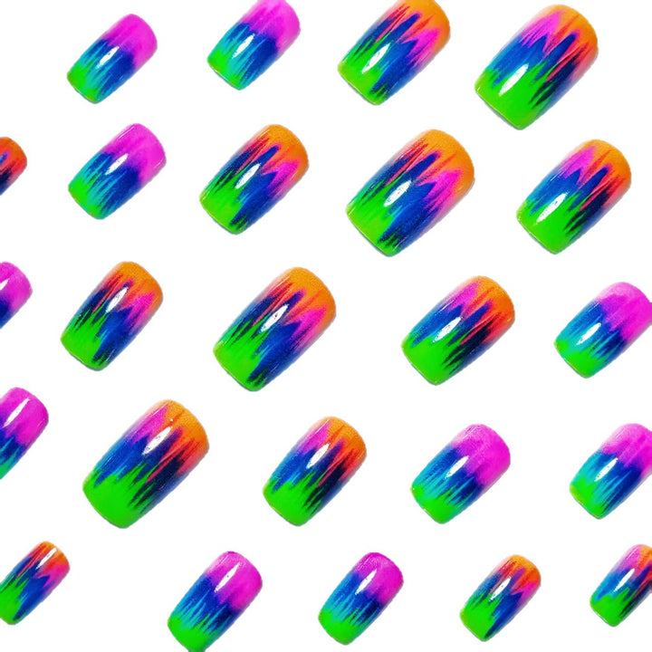 Kreative Kunstnägel Im Modernen Neon-Gradient-Design Karnz