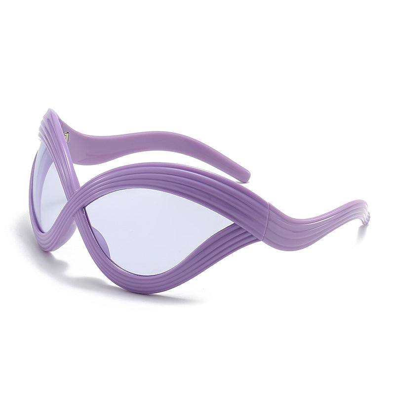 Damen außergewöhnliche Sonnenbrille mit geschwungenem Design Karnz