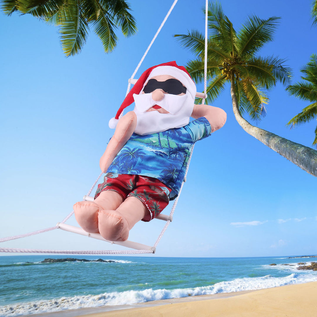 Aufblasbare Weihnachtsmann Dekofigur im entspannten Urlaubsstil