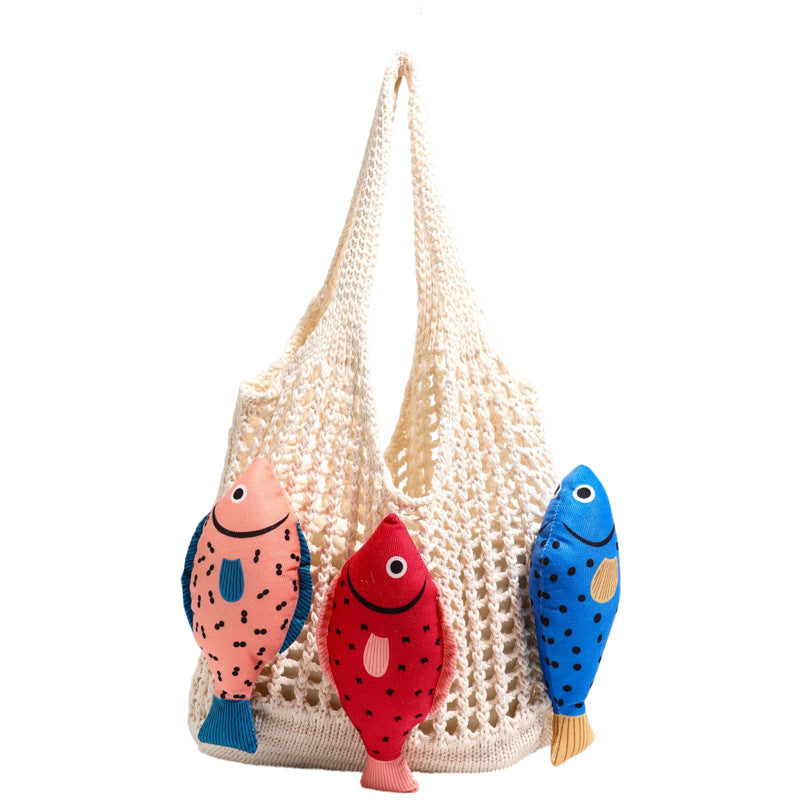 Verspielte fischthemen Häkel-Tote-Bag