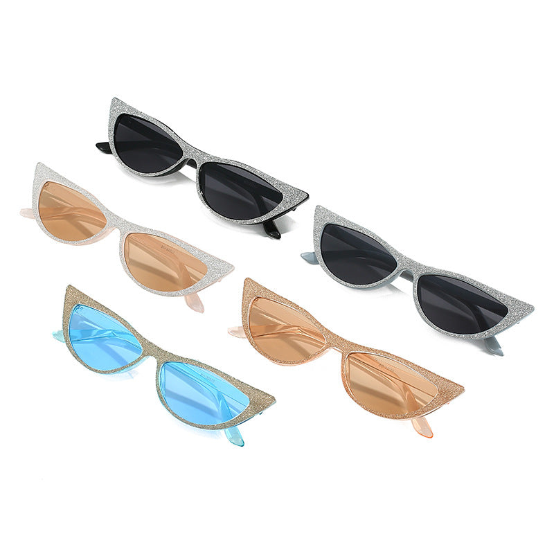 Damen Cat-Eye Sonnenbrille mit glitzerndem Rahmen Karnz