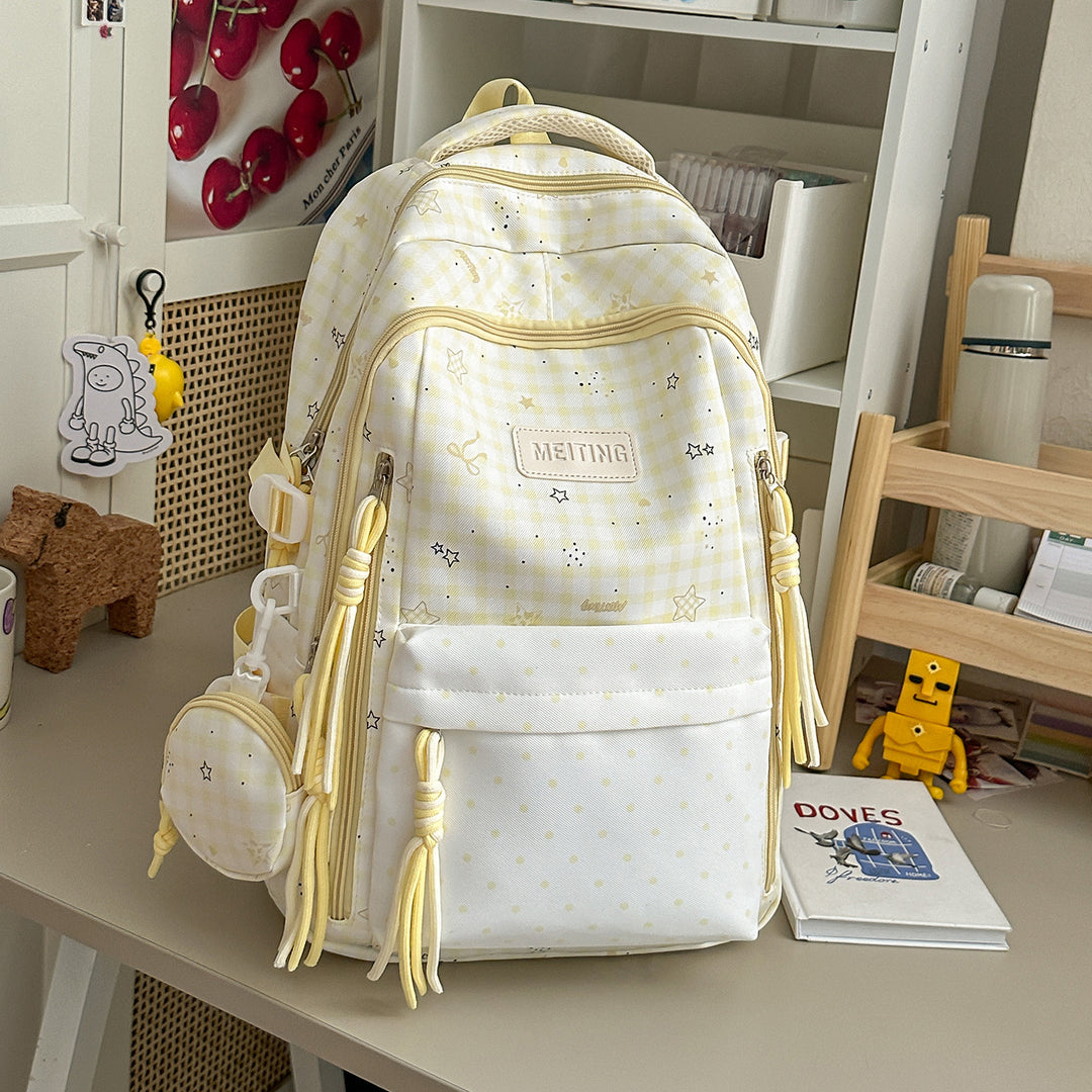 Dekorativer Rucksack mit Karos und Sternenmuster Karnz