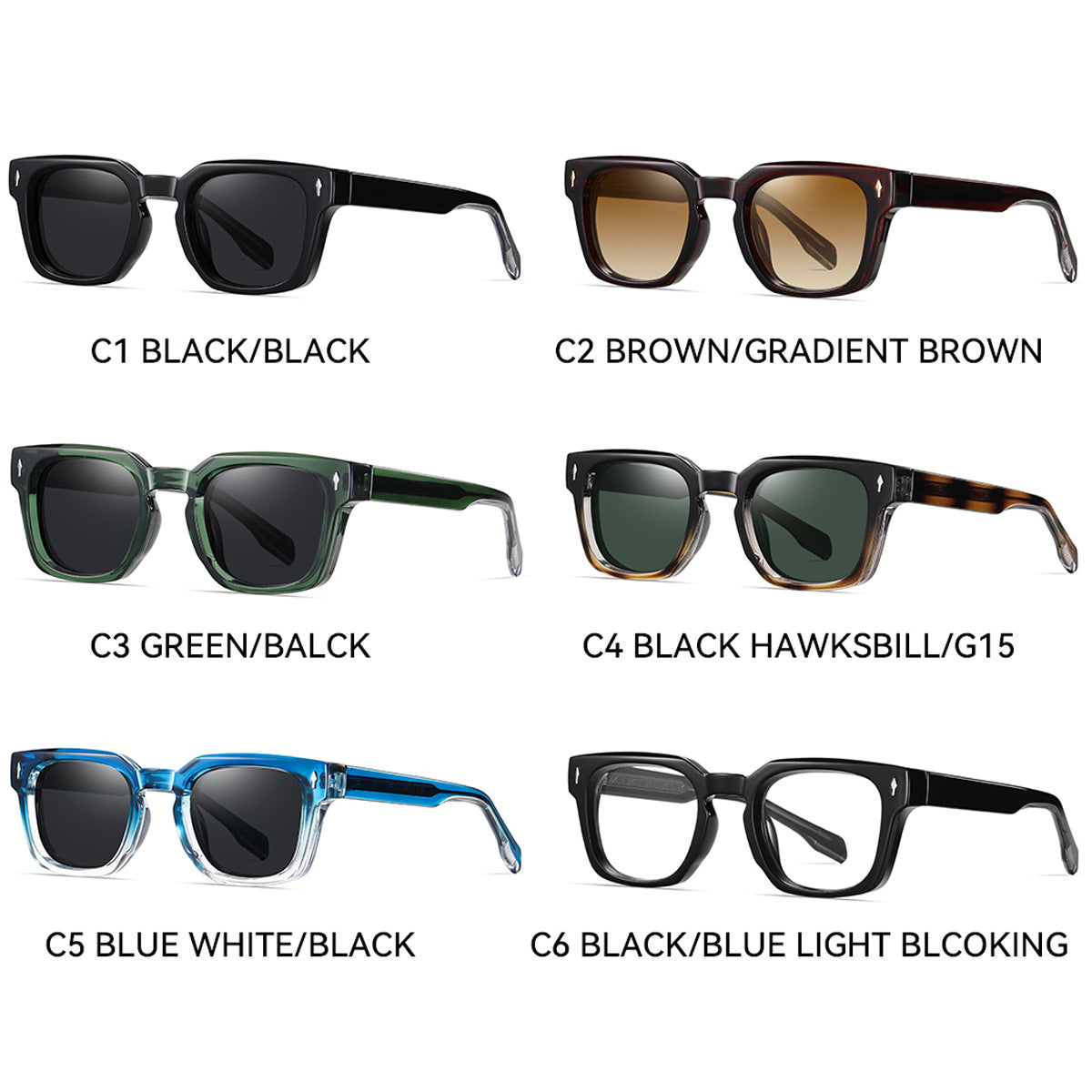 Damen modische Sonnenbrille mit quadratischem Rahmen und verlaufenden Gläsern Karnz