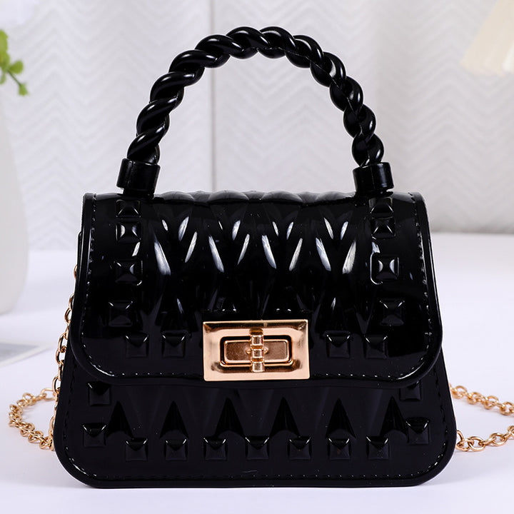 Damen Designer Handtasche mit strukturiertem Obermaterial und goldfarbener Schnalle Karnz