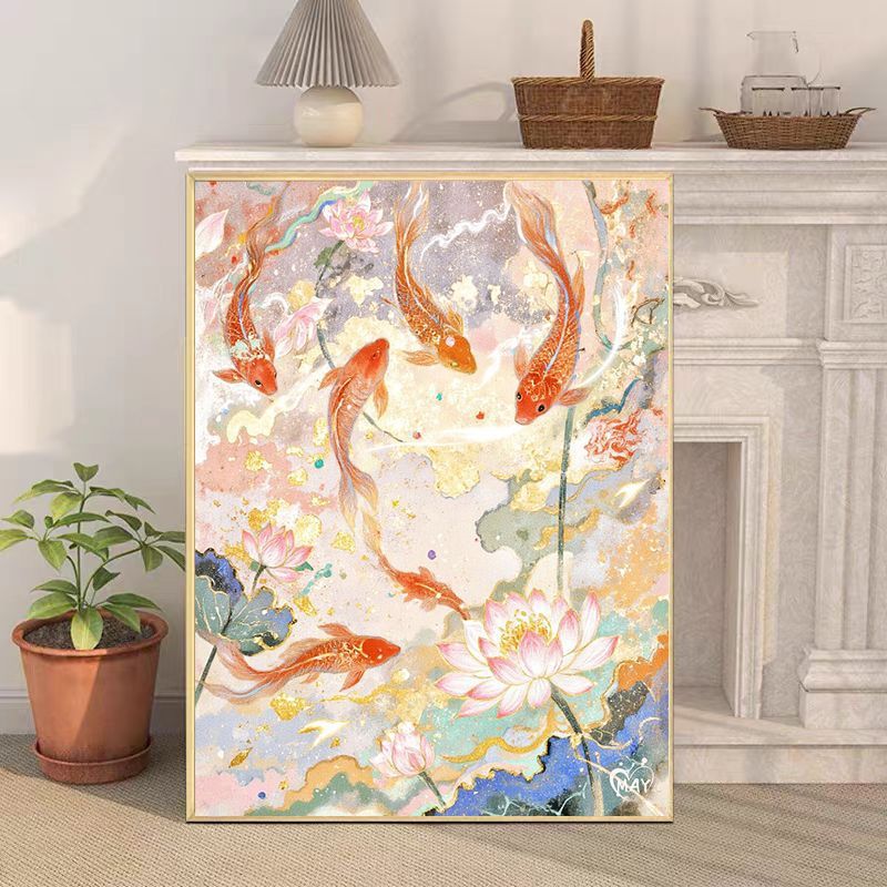 Künstlerische Koi-Fisch-Leinwand Wandkunst Karnz