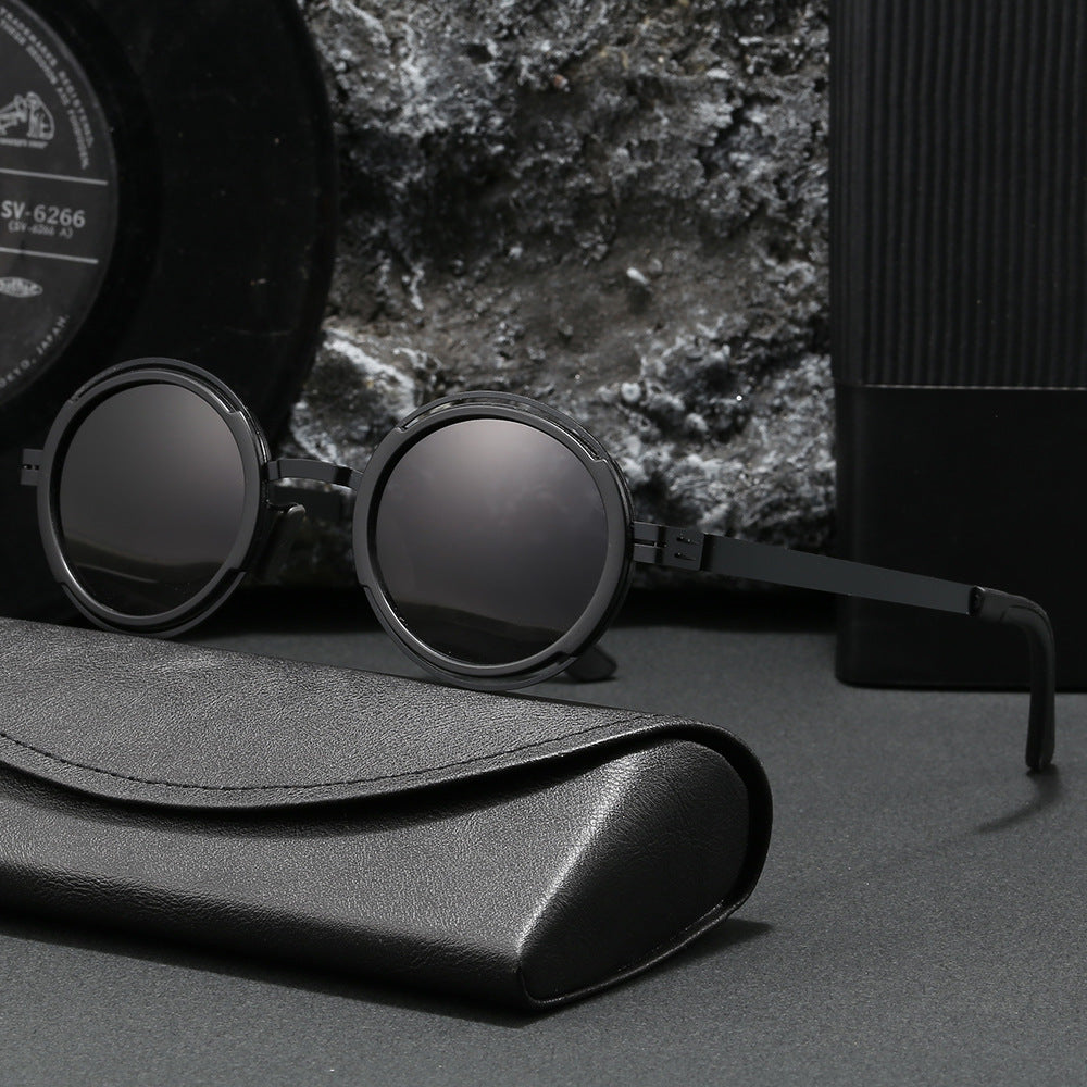 Damen modische runde Sonnenbrille mit elegantem Metallrahmen Karnz