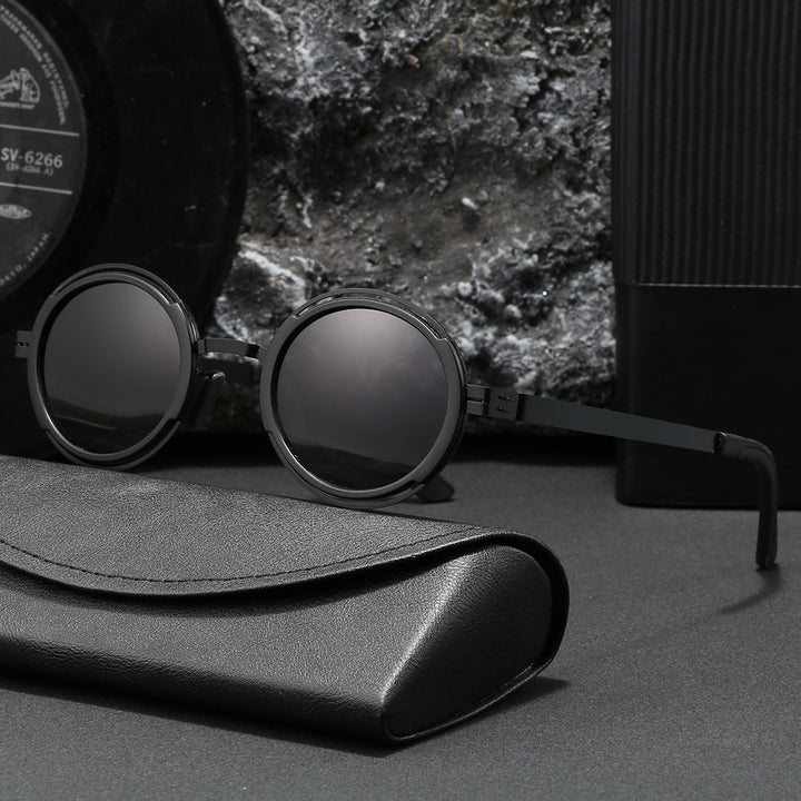 Damen modische runde Sonnenbrille mit elegantem Metallrahmen Karnz