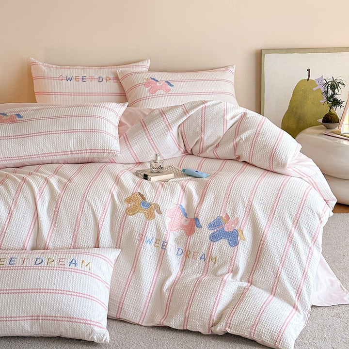 Gesteppt Baumwollsatin Tumble Kitten Druck Komforter und Kissenbezug Set