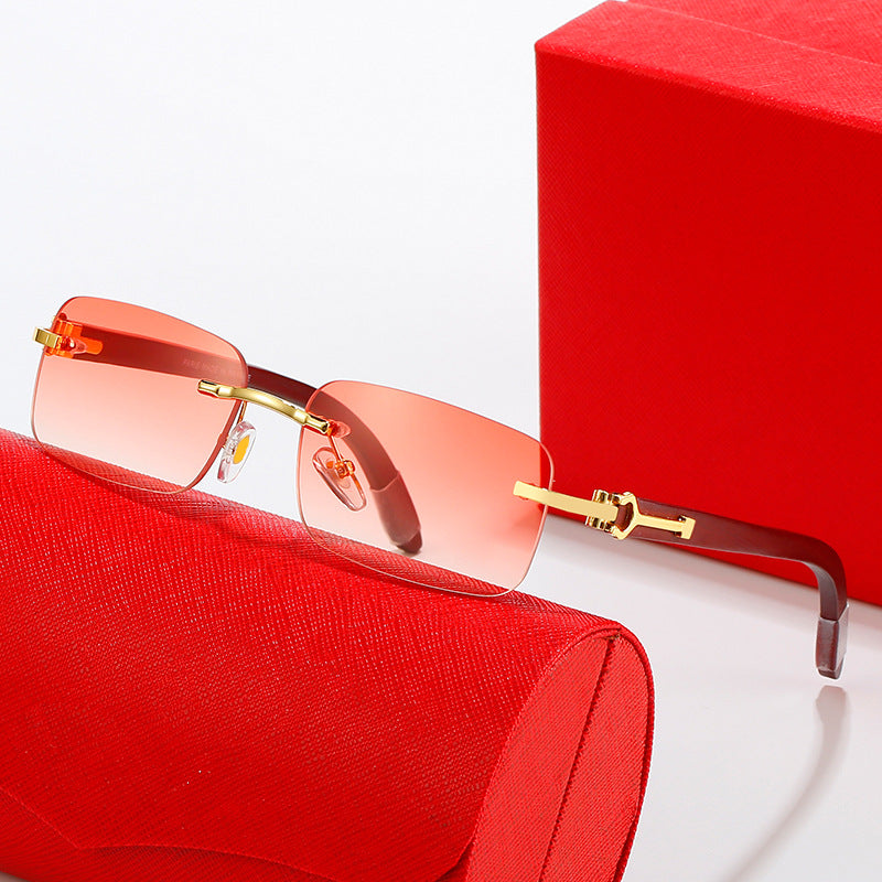 Damen modische Halbrahmen-Sonnenbrille mit luxuriösem Metall- und Kunststoffrahmen Karnz