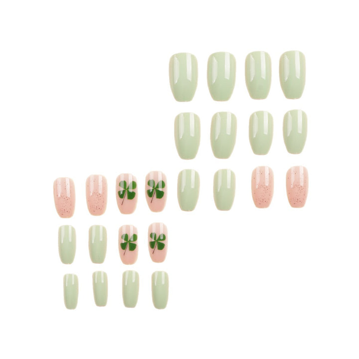 Dekoratives Press-On Nagelkunstset mit Kleeblatt-Design Karnz
