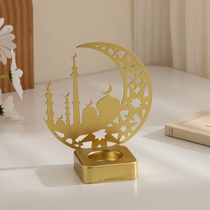 Dekorativer Halbmond Moschee Metall Teelichthalter Karnz
