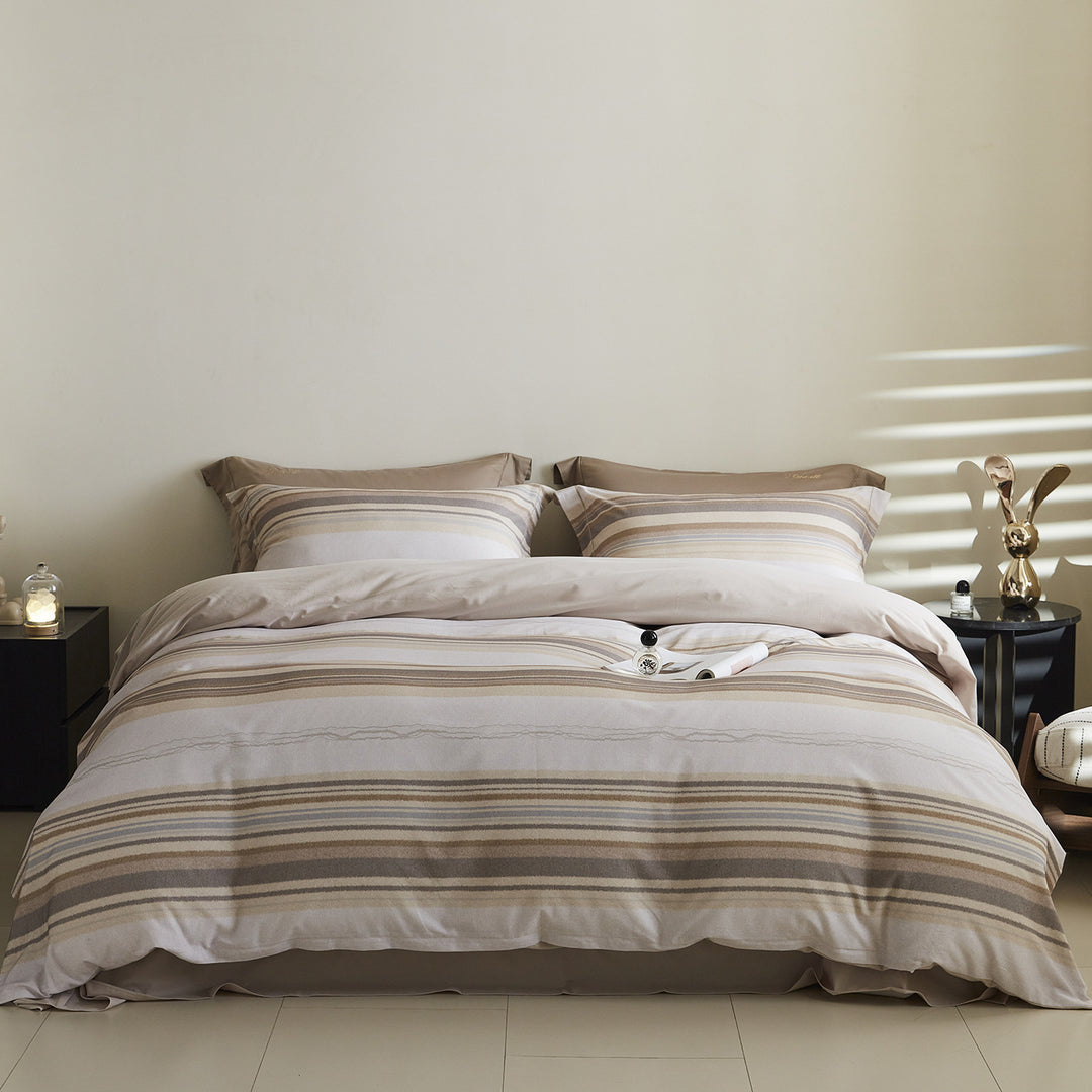 Ombre gestreiftes Baumwollsatin Bettbezug-Set