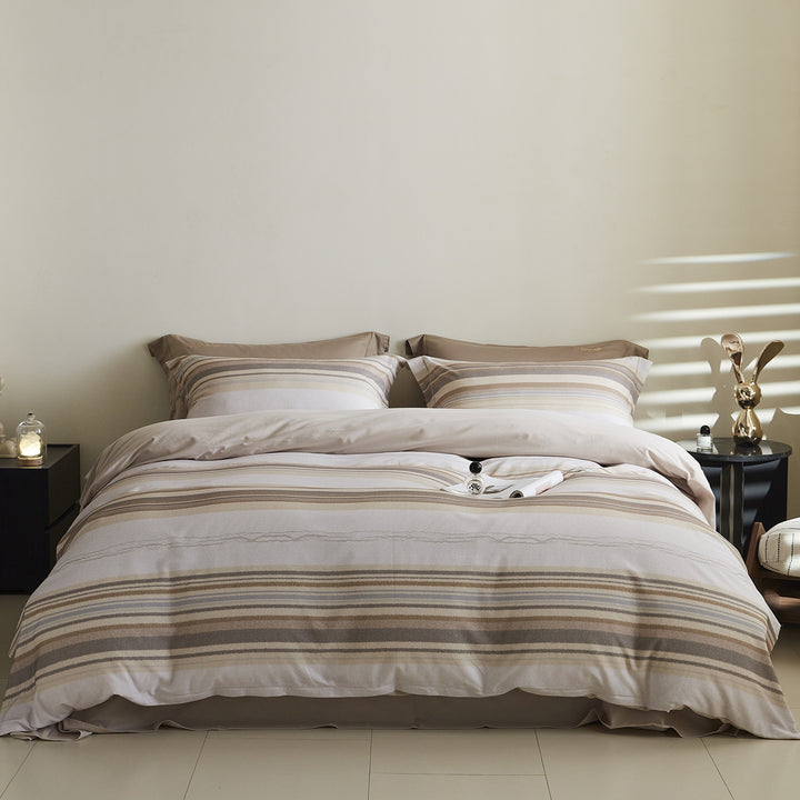 Ombre gestreiftes Baumwollsatin Bettbezug-Set