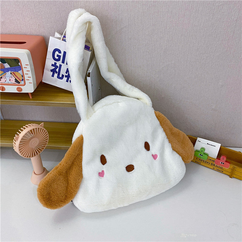 Süße Plüsch-Hundethemen-Schultertasche