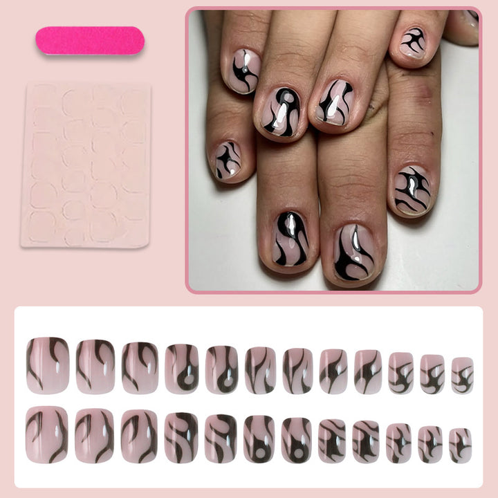Kunstnagelset mit elegantem Schwarz-Weiß-Design Karnz