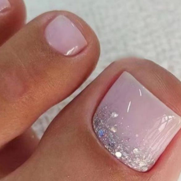 Elegante Glitter Ombre Zehennagelkunst Karnz