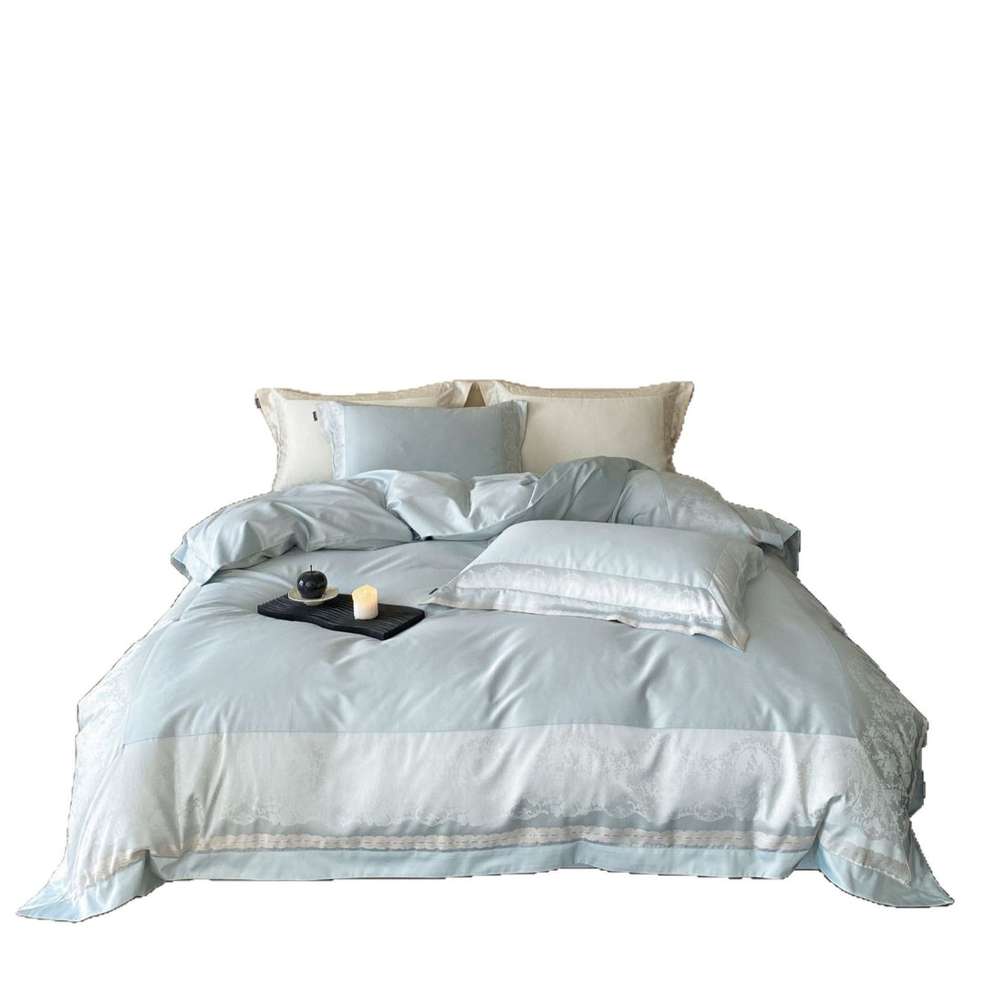 Luxus Satin Baumwoll Bettbezug Set mit Jacquard Bordüre