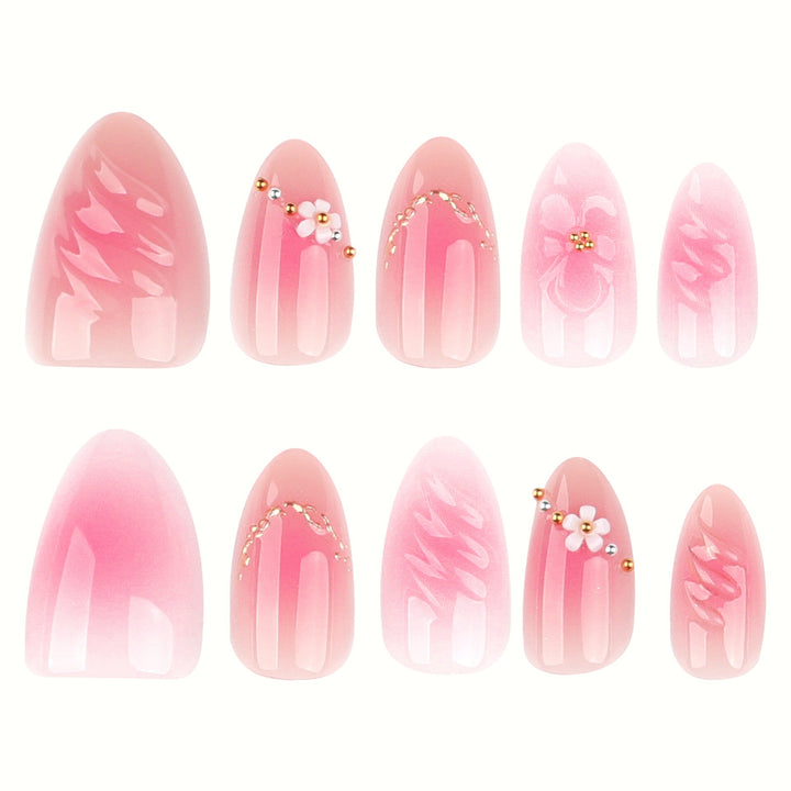 Elegantes florales 3D Press-On Nagelset Karnz