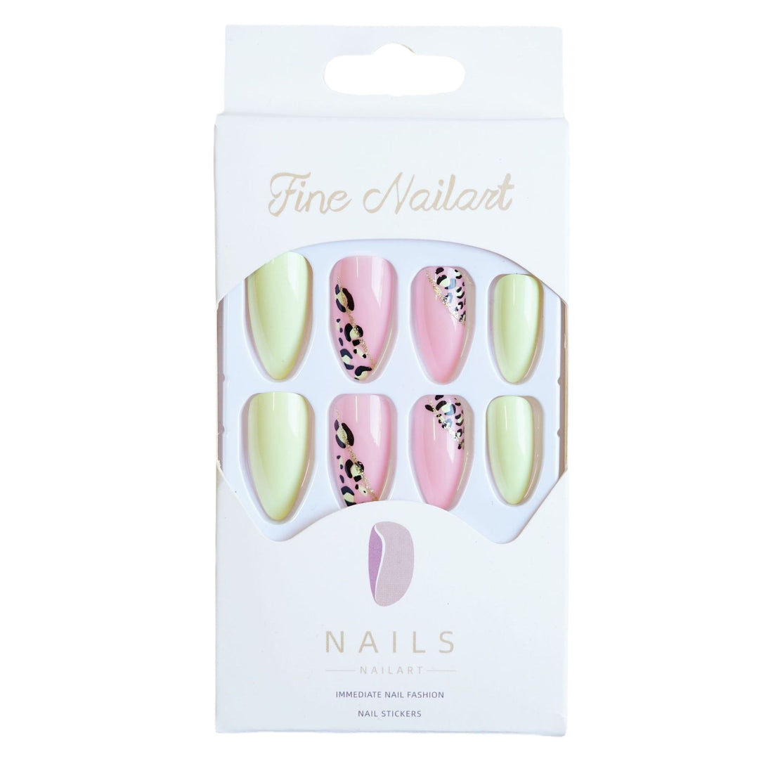 Künstlerisches Press-On Nagelset mit Leoparden-Design