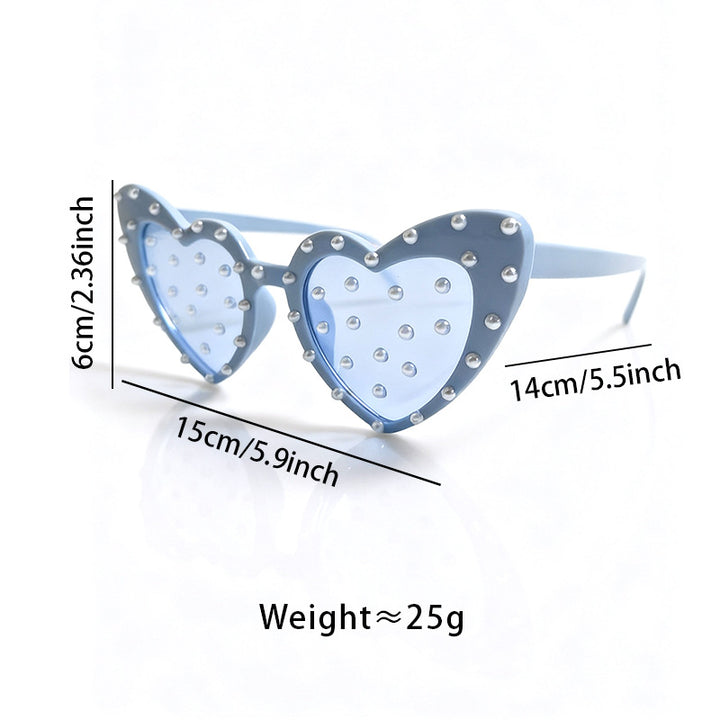 Perlenverzierte herzförmige Sonnenbrille Karnz