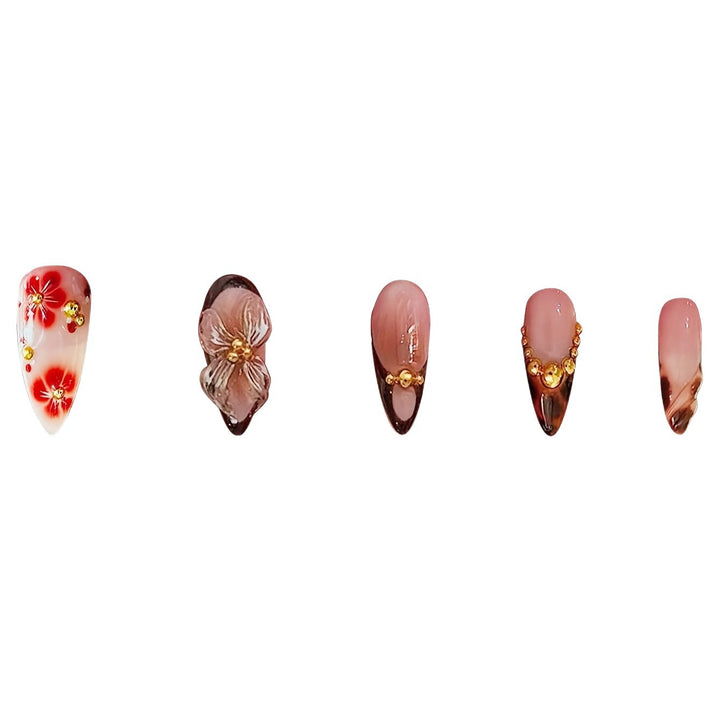 Künstlerisches Stiletto Press-On Nagelkunst Set Karnz