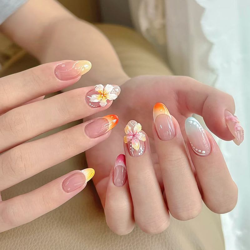 Floral- und Ombre-Press-On-Nagelkunst-Set Karnz