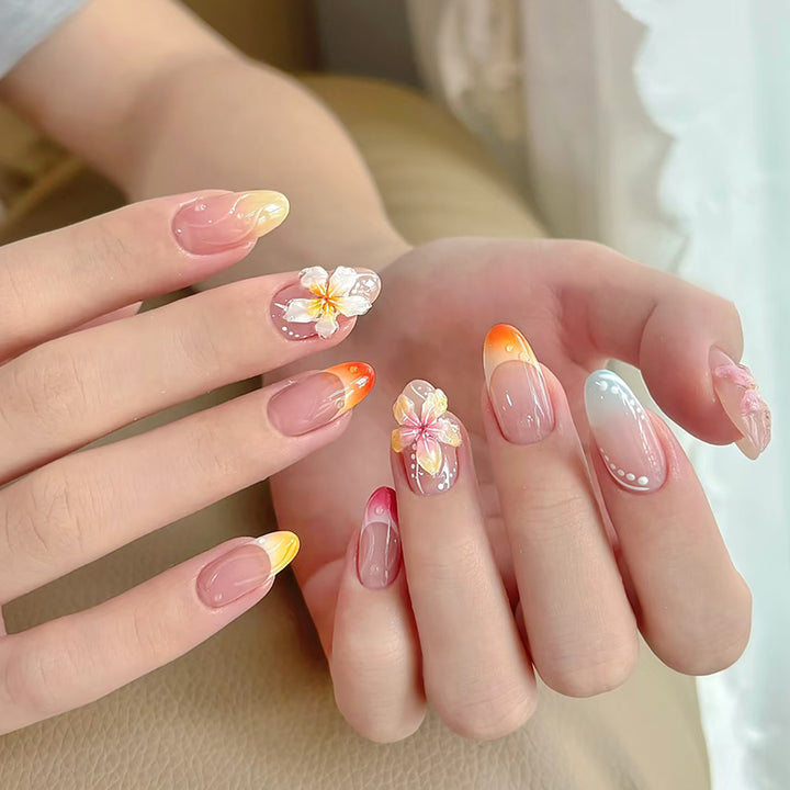 Floral- und Ombre-Press-On-Nagelkunst-Set Karnz