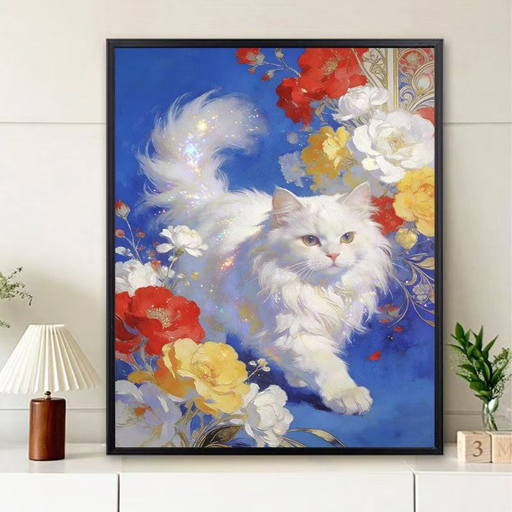 Florale Katzen-Themen Wandkunst Druck Karnz