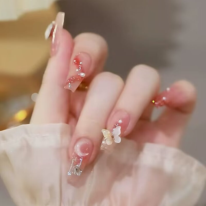Elegante Blumen Franse Tipp Druck-Nägel Karnz